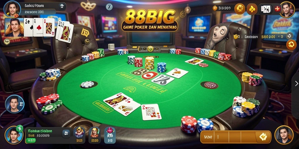 Tampilan gameplay poker yang mendebarkan di 88BIG.