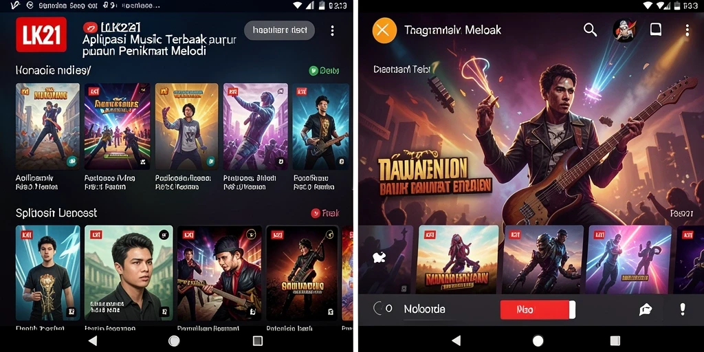 Tampilan antarmuka LK21 yang menarik dengan berbagai lagu.