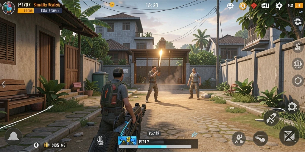 Screenshot menampilkan adegan interaktif dalam gameplay Simulation.