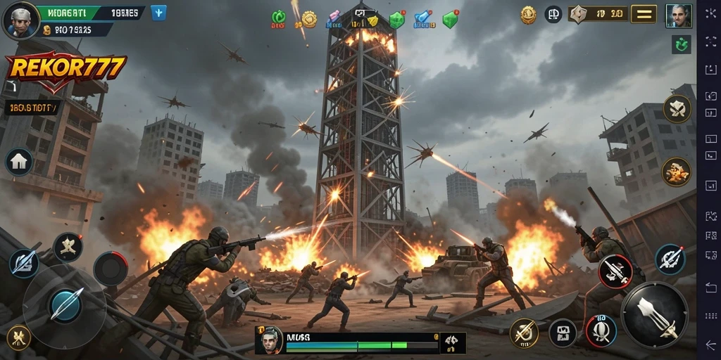 Tampilan menarik dari gameplay Tower Defense REKOR777.