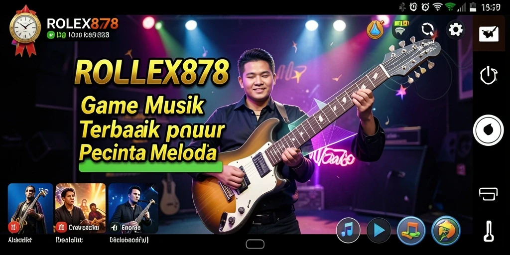 Tampilan screenshot utama ROLEX878 yang menampilkan gameplay musik yang seru.