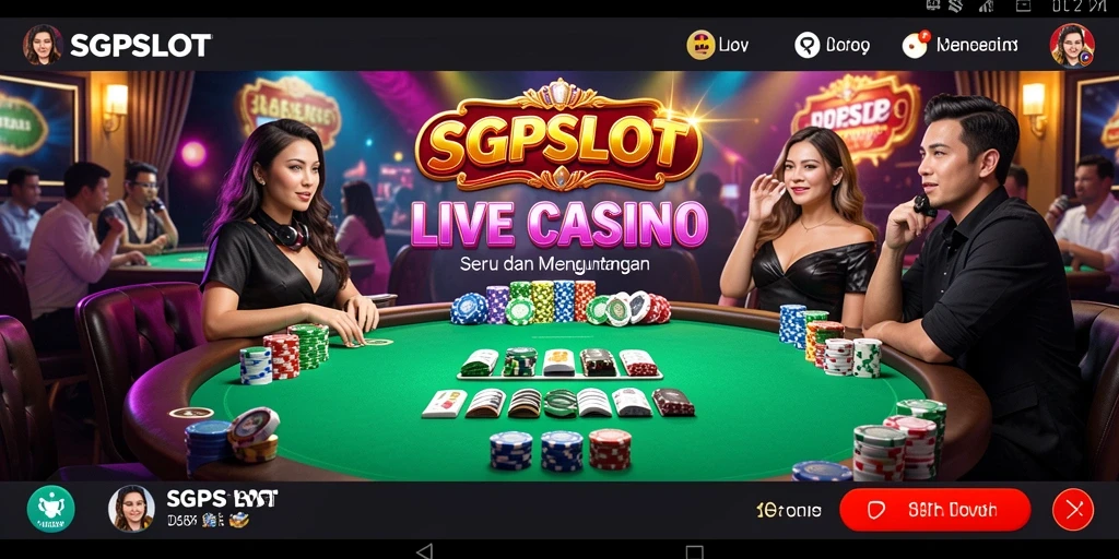 Screenshot utama SGPSLOT menunjukkan dealer langsung dan tampilan permainan Live Casino yang menarik.