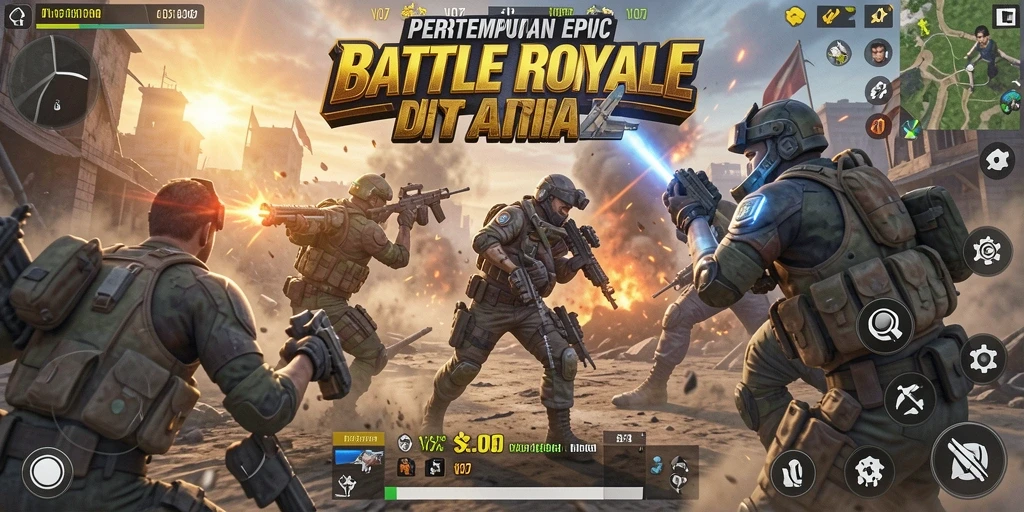 Tampilan gameplay V07 yang intens dan penuh aksi Battle Royale.